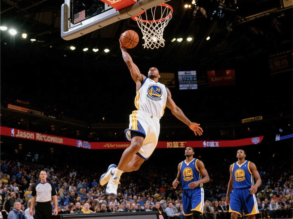 2次NBA扣篮大赛王者，与乔丹齐名扣篮传奇，勇士黑八奇迹关键人物！